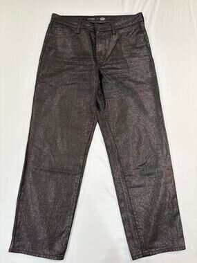 Old Navy OG Loose Fit Black Shine Sparkle Straight Leg High Rise Jeans Size 12